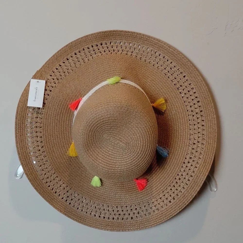 Tassel straw floppy beach hat